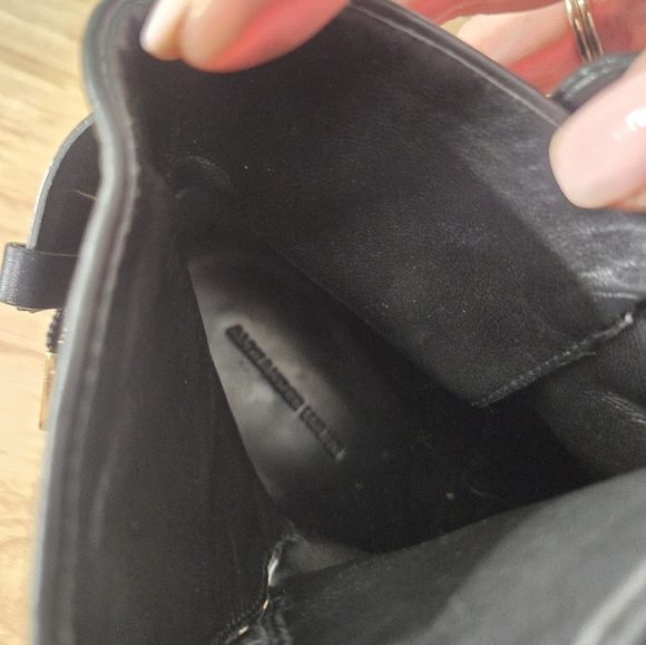 Alexander Wang Anja Black Leather Boots Womens Sz 8.5 Block Heel Buckle Closure. - Picture 4 of 14